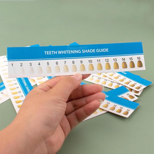 Framendino 20-Pack Teeth Whitening Shade Guide Papers, Teeth Bleaching Chart for Home Oral Care