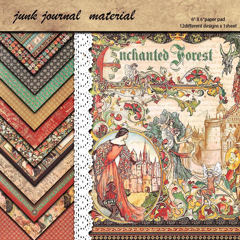 Vintage Magic Forest Decorative Stickers - 12 Sheets of Court Figure Designs for Journaling