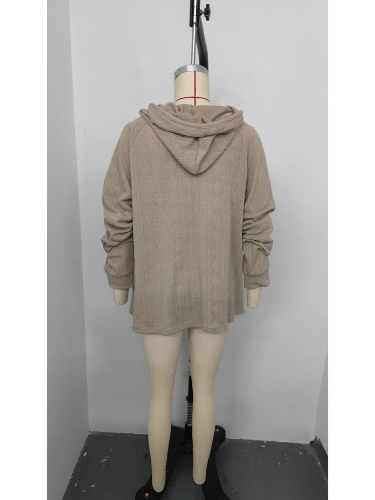2025 Autumn/Winter Women's Plus Size Jacquard Loose Hooded Sweatshirt