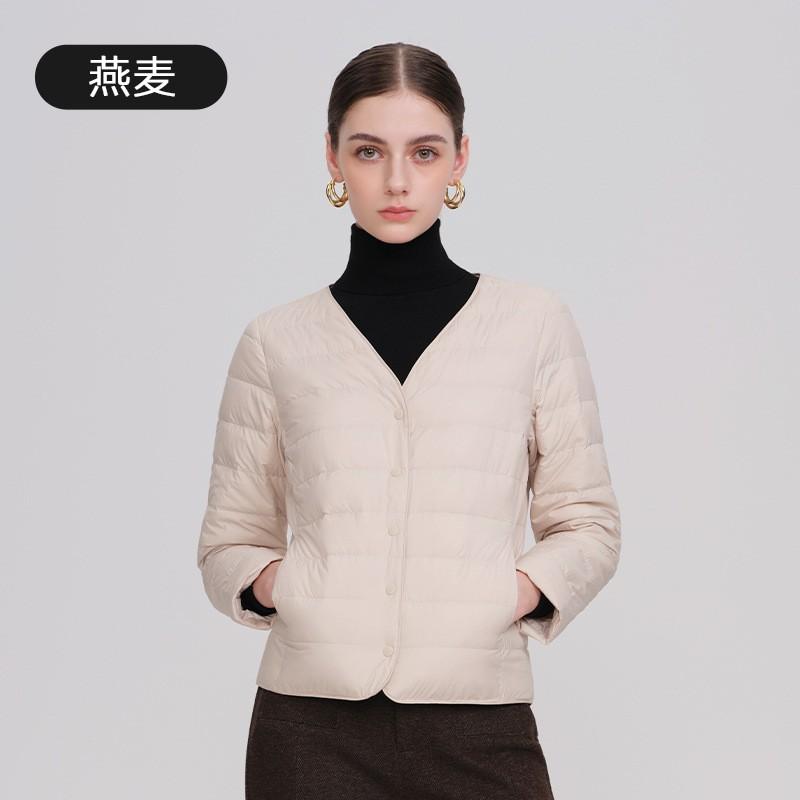 Womens Lightweight Short Down Jacket V-Neck Long Sleeve Fall 2026 Slim Fit Casual Warm Outerwear