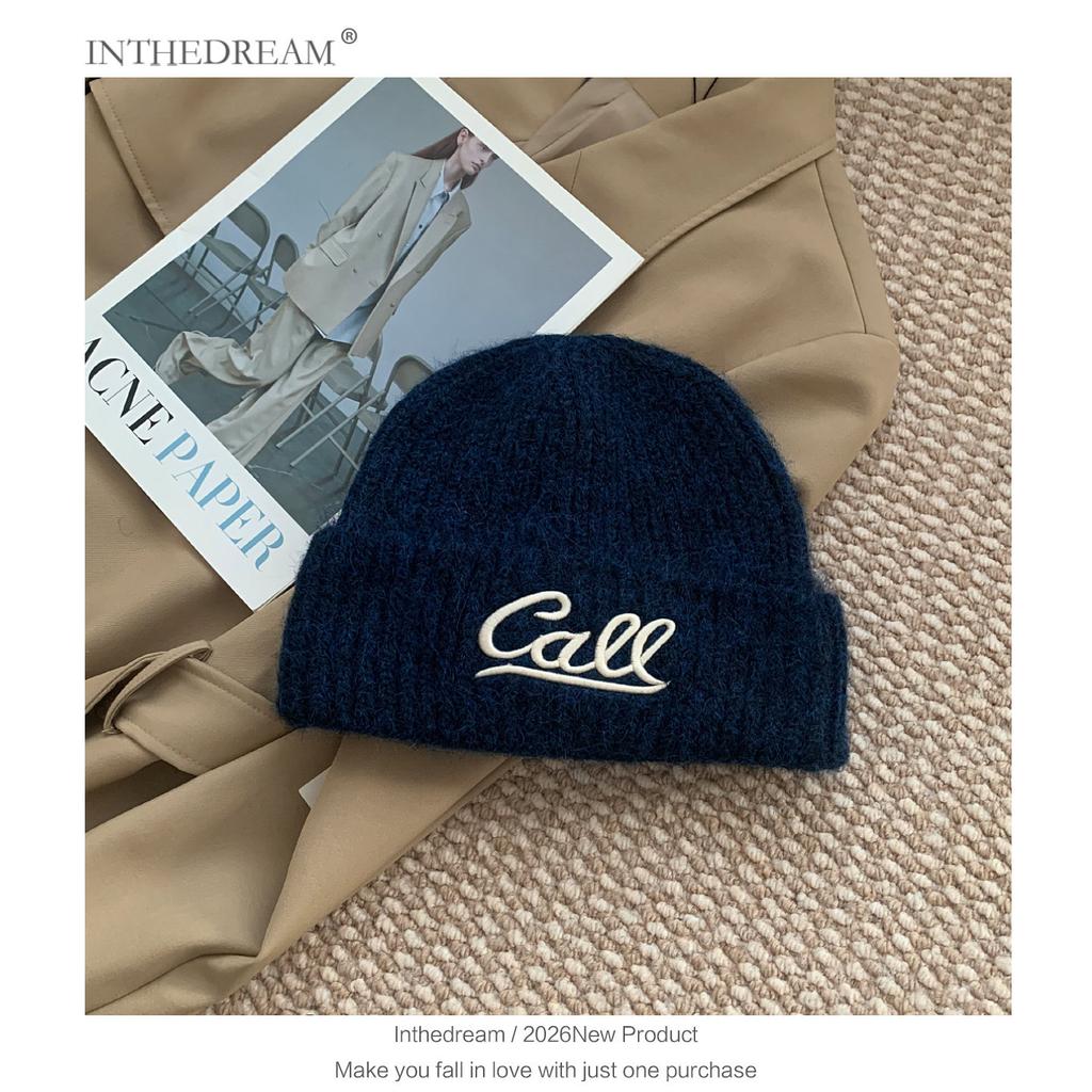 Ins Embroidery Letter Knitted Hat Children's Autumn and Winter New Warm Ear Protection Versatile Wool Hat Big Head Circumference