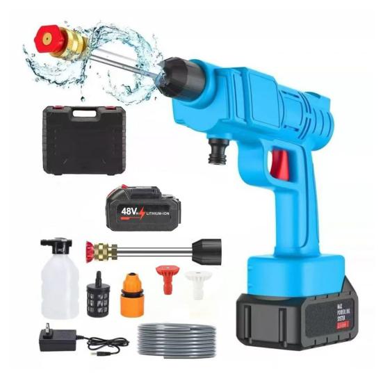 Portable Cordless Pressure Washer 21V Electric Power Cleaner for Car Garden Patio Adjustable Nozzle Self-Priming Hose Lightweight Outdoor Cleaning
