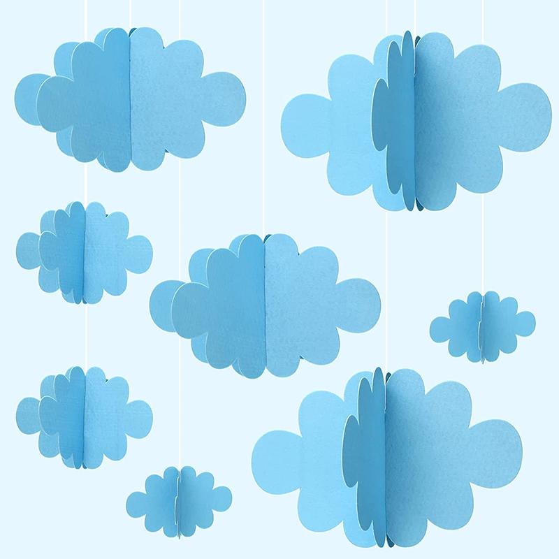 16Pcs 3D Cloud Decorations White Hanging Clouds For Ceiling Cloud Party Decorations Cloud Ornaments Hanging Ceiling Decoration