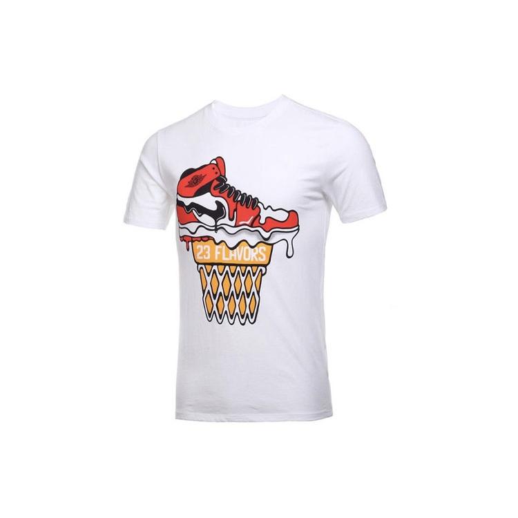 Air Jordan Cartoon Printing Sports Round Neck Short Sleeve White Men s 789645-100 XL