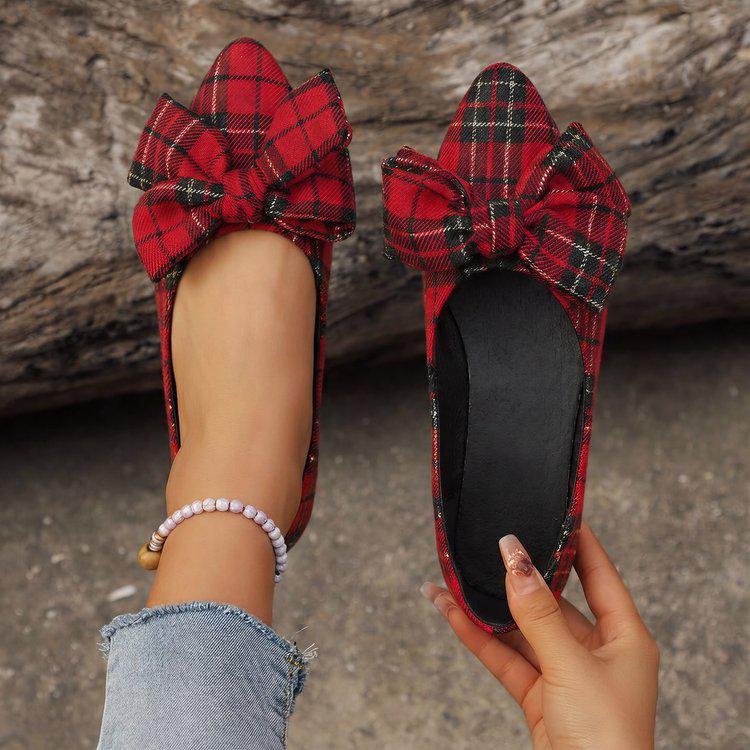 2024 Høst Damesko i Store Størrelser med Sløyfe Spiss Tå Loafers - Flate Europeiske og Amerikanske Hverdagssko