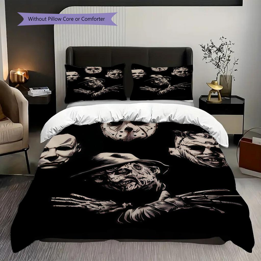 Horror Movie Posters Set Bedding 1 Duvet Cover 2 Pillowcase Without Core Christmas Birthday Gift Bedding Set Soft And Comfortable