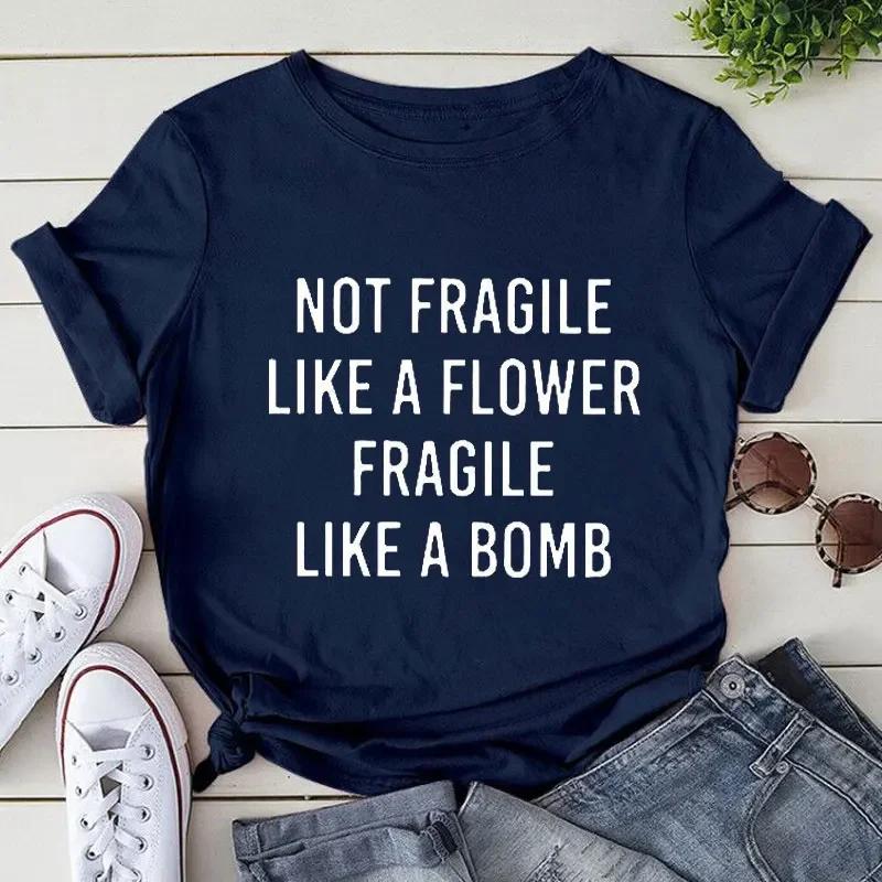 

Нежный как цветок, хрупкий как бомба Женская футболка Топы Повседневная смешная футболка для леди, молодой девушки, топ-футболка, хипстерская одежда 4XL