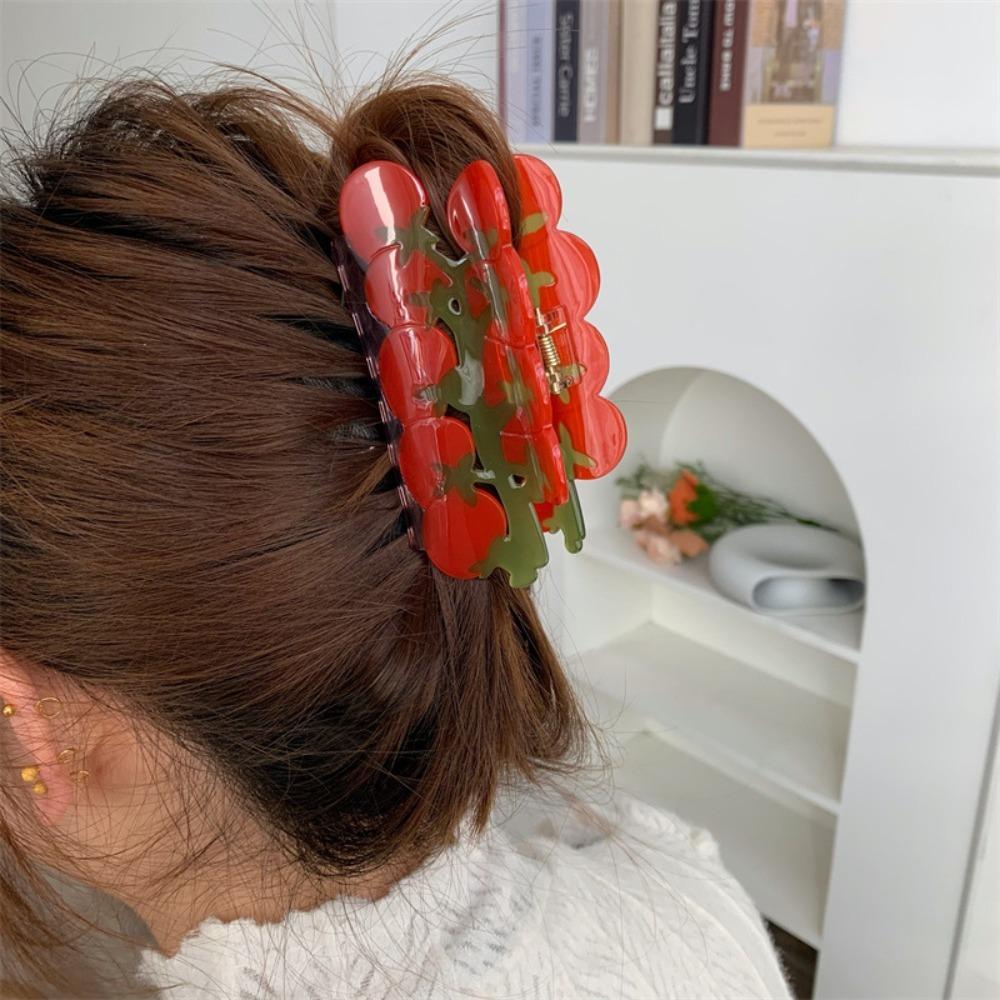 Korean Style Acetic Acid Hair Claw Waterproof Acrylic Hair Accessories Fruit Shark Clip Spring