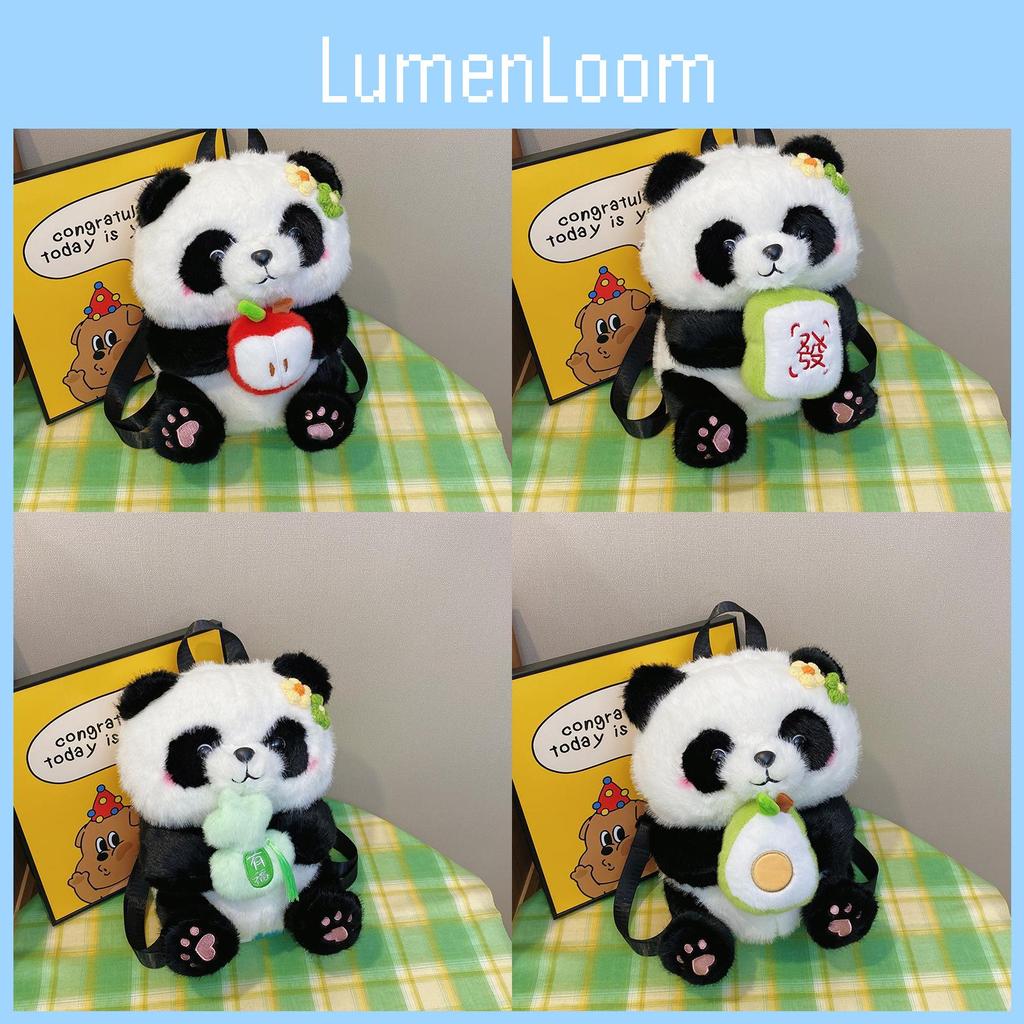 Flower Cute Panda Backpack Mahjong For Wealth Honey Jar Avocado Bag Plush