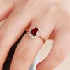 Imitation Natural Garnet Princess Diana Ring Rose Gold Plated With Diamonds Flower Ring
