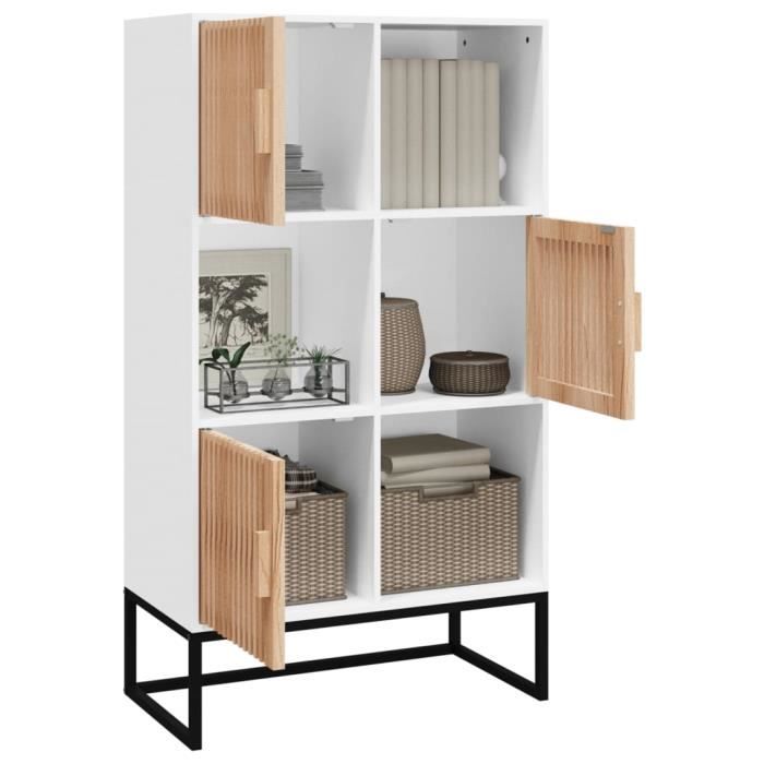 VidaXL Buffet haut blanc 70x35x125 cm bois d'ingénierie 352136
