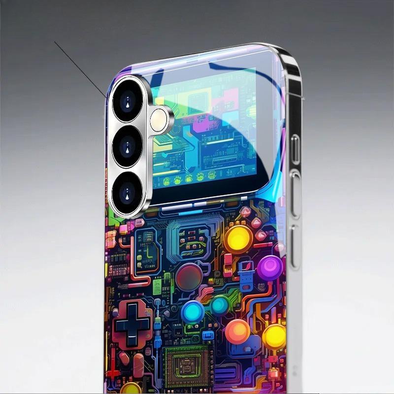 Gold-plated Tempered Glass Phone Case, Compatible Galaxy S26 S25 S24 S23 S22 Ultra Plus. Features a Circuit-based Gaming Design.