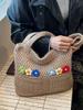 Cotton Woven Shoulder Bag With Open Top And Inner Pocket For Everyday Use
