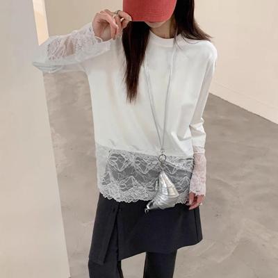 Women's Lace Crochet Patchwork Long Sleeve Casual Top - Summer/Autumn 2025