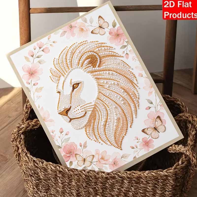 DIY Pearl Embroidery Diamond Painting Kit Majestic Lion Sparkling Beads Art Craft Handmade Decoration Gift for Home