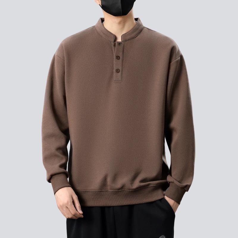 

Однотонный мужской свитер весна-осень воротник-монк модная нижняя рубашка мужской свободный повседневный топ с круглым вырезом 4XL кофейный