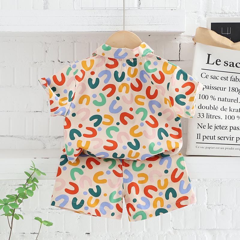 Children's Clothes Printed T-shirt Summer Sets Boys Short Sleeve Suit Baby Shirt and Shorts 2 Piece Set