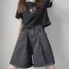 Korean Style Women's High Waist A-Line Denim Shorts - Summer Loose Fit, Wide-Leg Hot Pants
