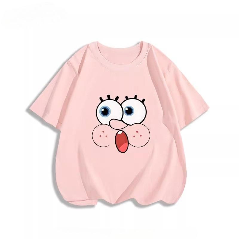 Potdemiel Summer SpongeBob SquarePants Pure Polyester Children's T-Shirt, Comfortable and Breathable, Suitable for Boys and Girls.
