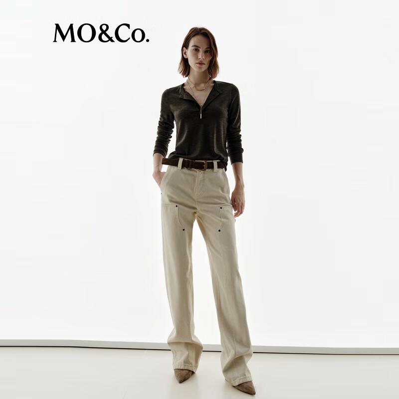 MO&Co. NOIR Slub Texture Long Sleeve Top M