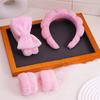 Solid Color Cloud Hair Band Set 4pcs Spa Headband and Wristband with Sponge Makeup Fashionable Hair Accessories