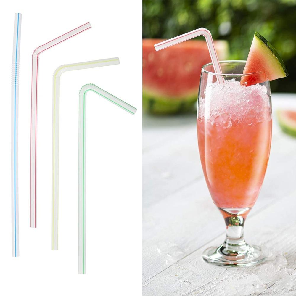 Bendable Plastic Straws for Drinks Cocktail Granite Straw Plastic Drinking Tubes Multicolor Fluorescent Plastic Drinking Straws
