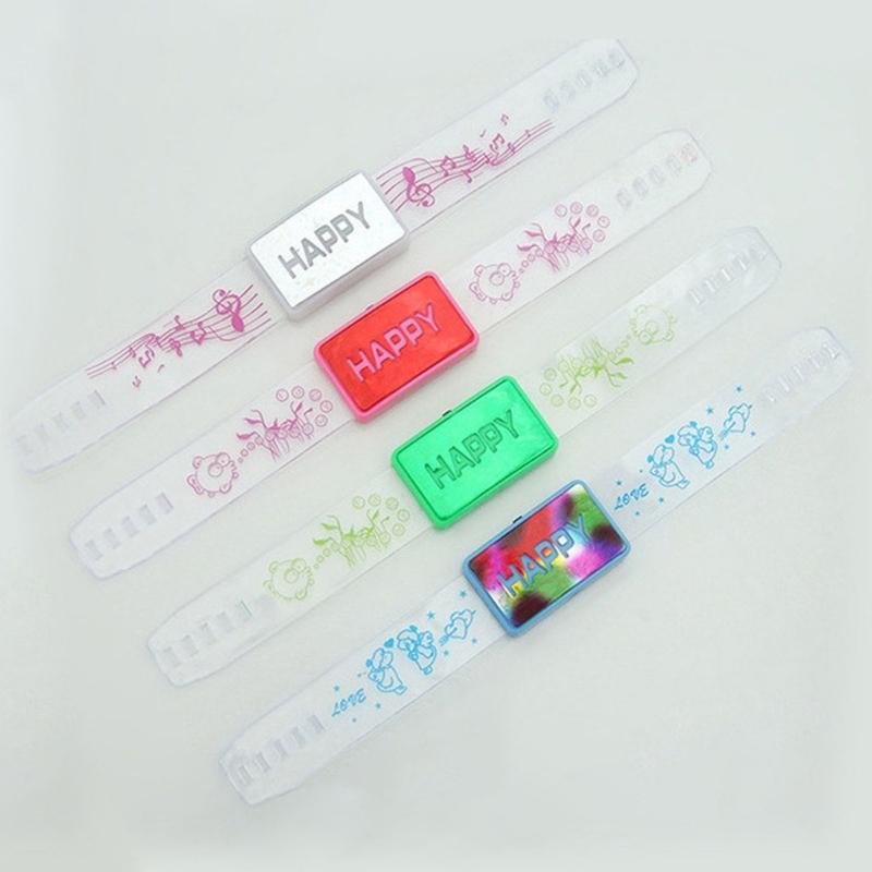 Light Up Wristband Happy Bracelet Glowing Arm Wrist Bands Ornament for Children Festival Costume Party Decor