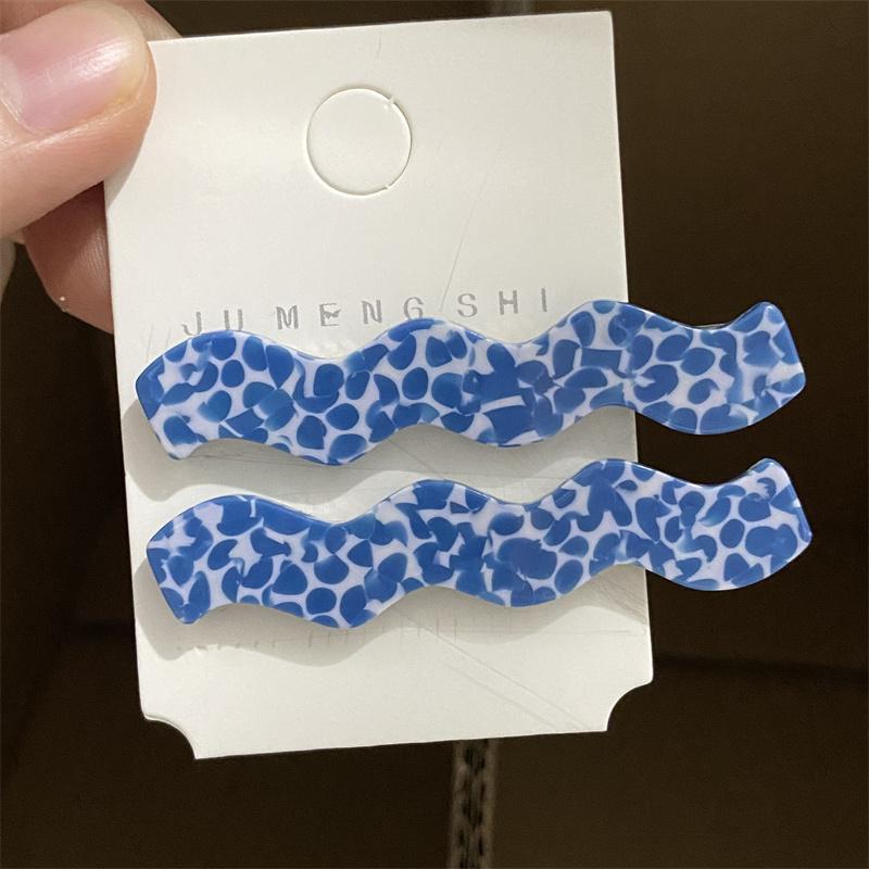 2pcs/set Acetate Hair Clips Pastel Color Wave Geometric Barrettes Women Hair Accessories Side Pins Hairpin