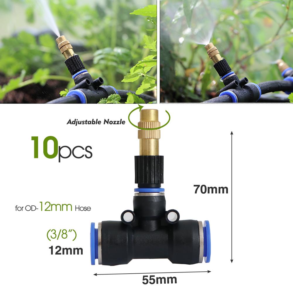 10PCS Brass Adjustable Garden Micro Sprinklers Nozzle for 5/8mm 8/12mm PE Hose Outdoor Misting Cooling System Watering Atomizer