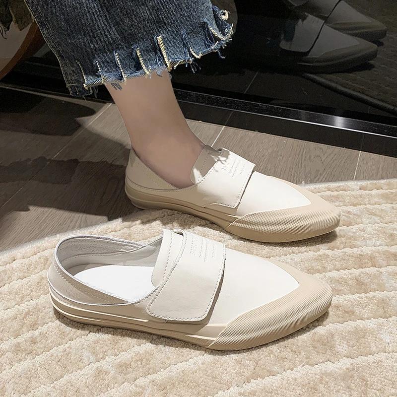 

Модные осенние новые туфли на плоской подошве для женщин, модные туфли с острым носком и глубоким носком, мягкая подошва, нескользящая низкая обувь 40 грязно-белый