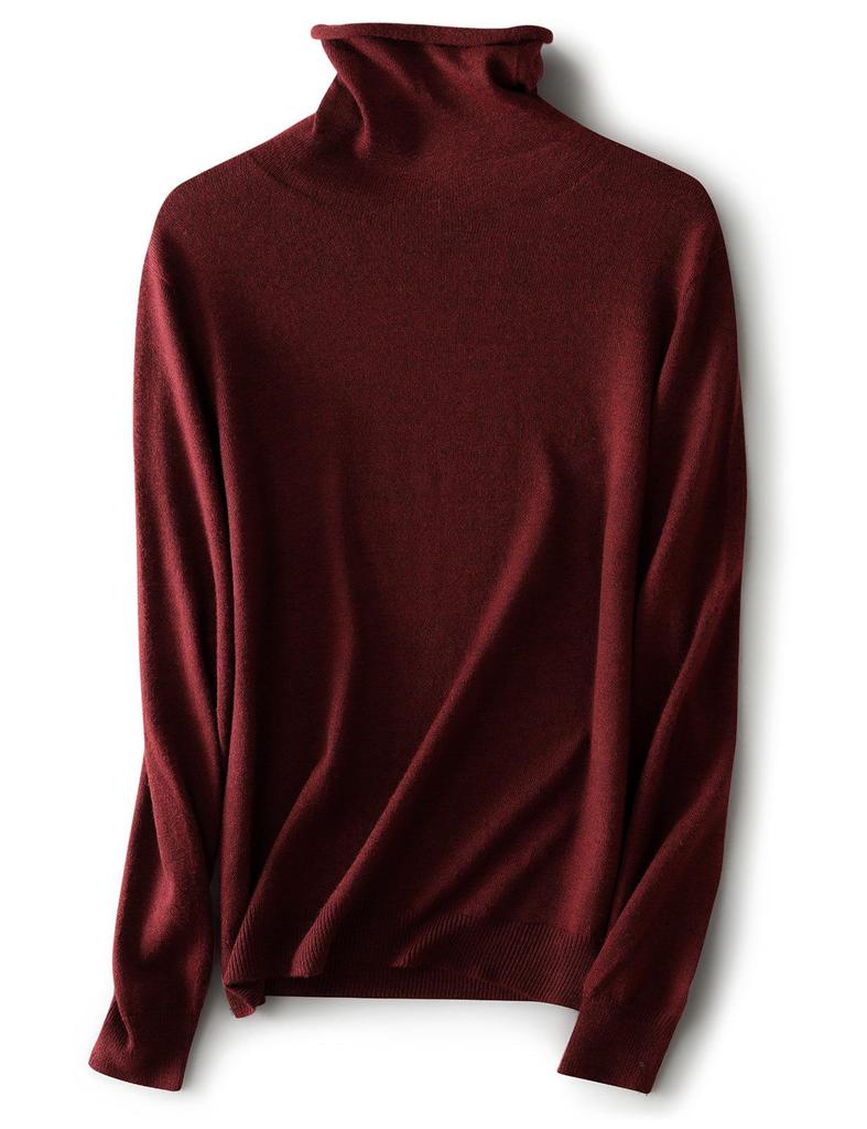 Women's Long-Sleeve Wool Base Layer Shirt with Pile Collar - Versatile Knit for Autumn/Winter