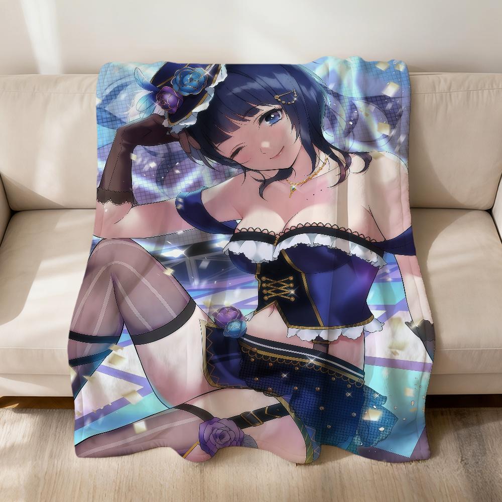 anime art cute girl a-asaka karin soft warm plush blanket for dormitory sofa living room pet hogar bedroom gift nap home Flannel