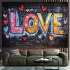 Gekleurde graffiti bakstenen muur Digitale print polyester wandkleed geschikt voor gebruik in woonkamers slaapkamers kantoren bars en feesten