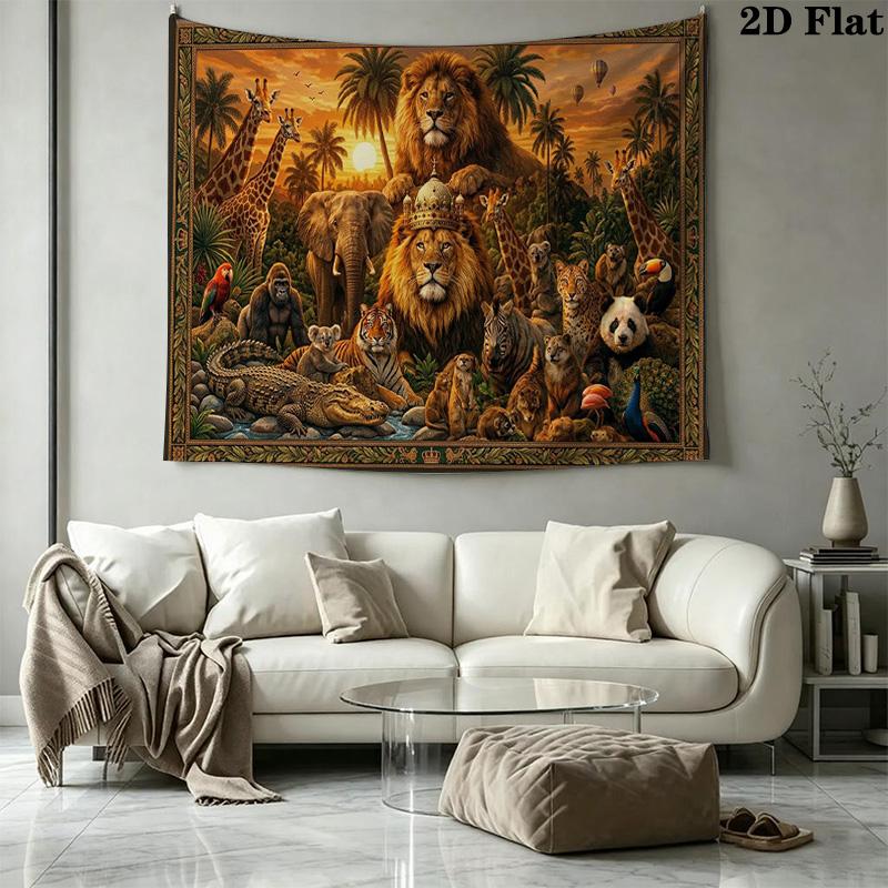 Afrikanische Tiere Wandteppich Ästhetischer Wandbehang Bedruckter Stoffdecke Dekorative Wandteppiche für Schlafzimmer Wohnzimmer Heimdekoration