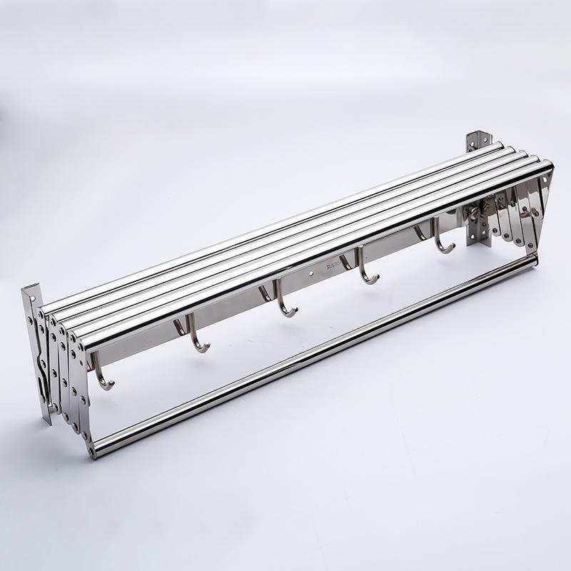 304 Stainless Steel Retractable Towel Rack with Hooks for Bathroom, Hotel, or Balcony Drying