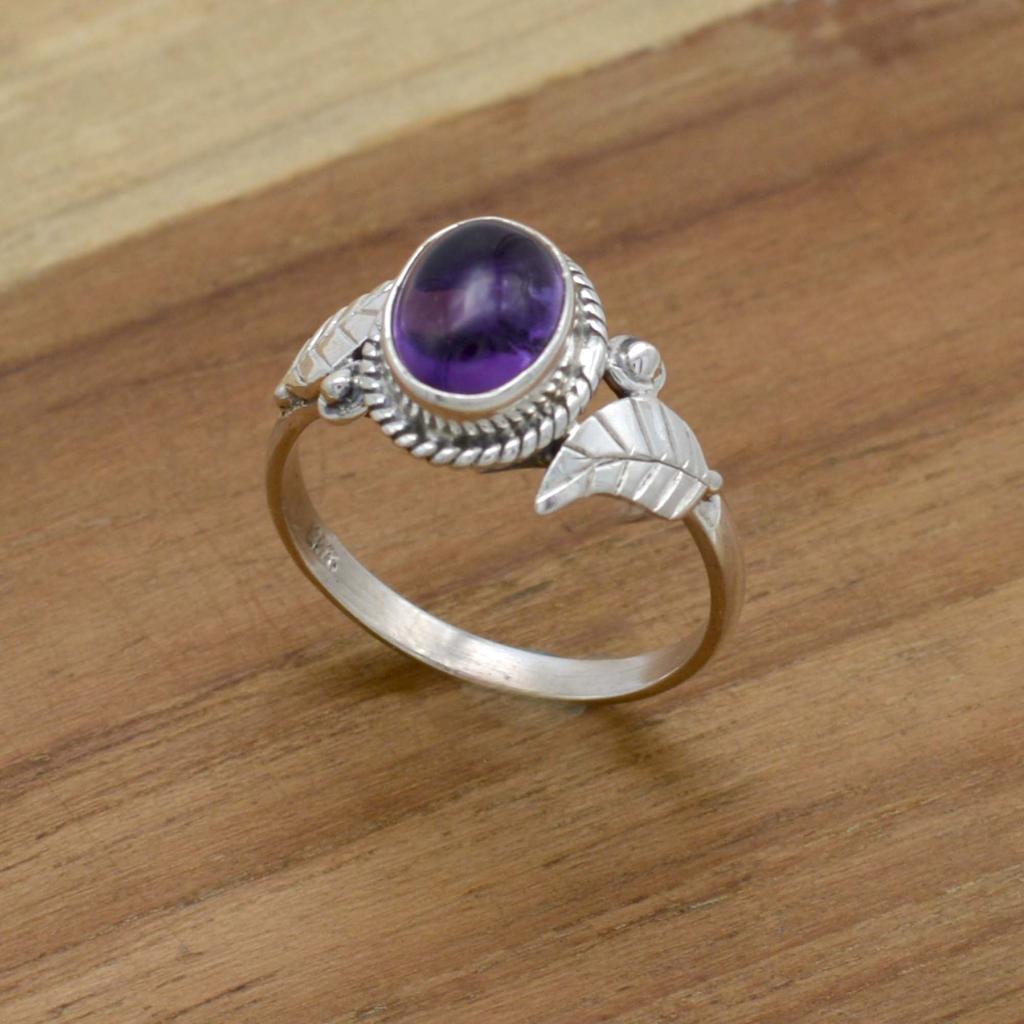 Natural Amethyst 925 Sterling Silver Ring, Oval Gemstone Women Handmade Ring Jewelry,  Sterling Silver Artisan Ring Unique Jewelry,