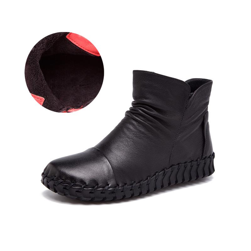 Women's Handmade Soft Cowhide Short Boots - Autumn/Winter Casual Style