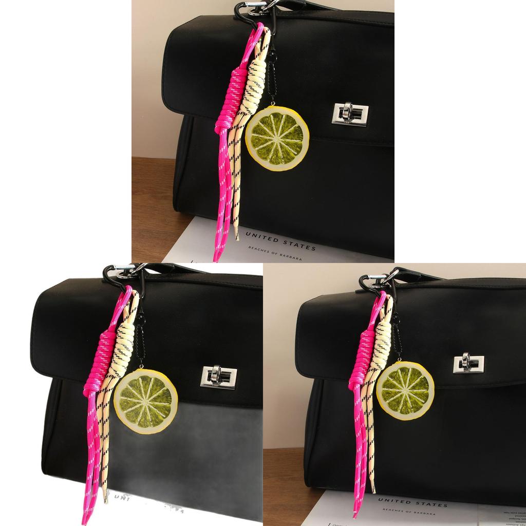 Miu Unique Fruit Lemon Keyring With Craft Resin Material For Backpack And Purse Decor