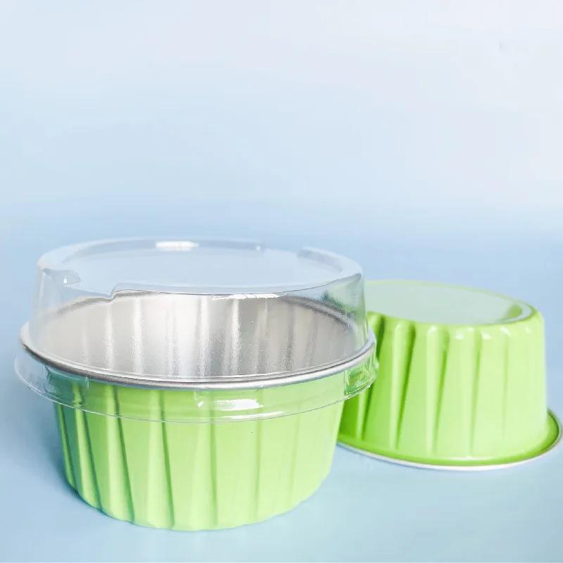 50Pcs Foil Ramekins Cupcake Baking Cups Holders Cases With Lid,Aluminum Foil Cupcake Liners,Muffin Liners Cups With Lid