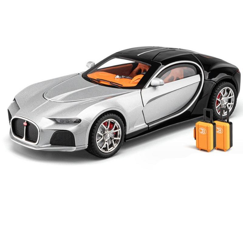 1/24 Scale Bugatti Atlantic Alloy Sports Model Car Diecasts Metal Toy Race Vehicles Simulation Sound Light Collectible Childrens Gifts