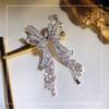 Classical Bow Dangle Earring Sparkling Jewelry 925 Sterling Silver Full White Clear CZ Crystal Women Wedding Long Tassel Earring