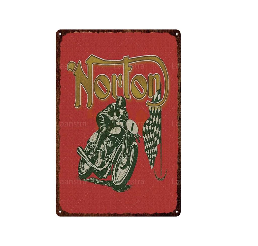 Vintage Norton Motorcycle Metal Poster Retro Plaque Wall Art Painting Plate Bar Garage Decor Vintage Tin Sign Home Decor Poster