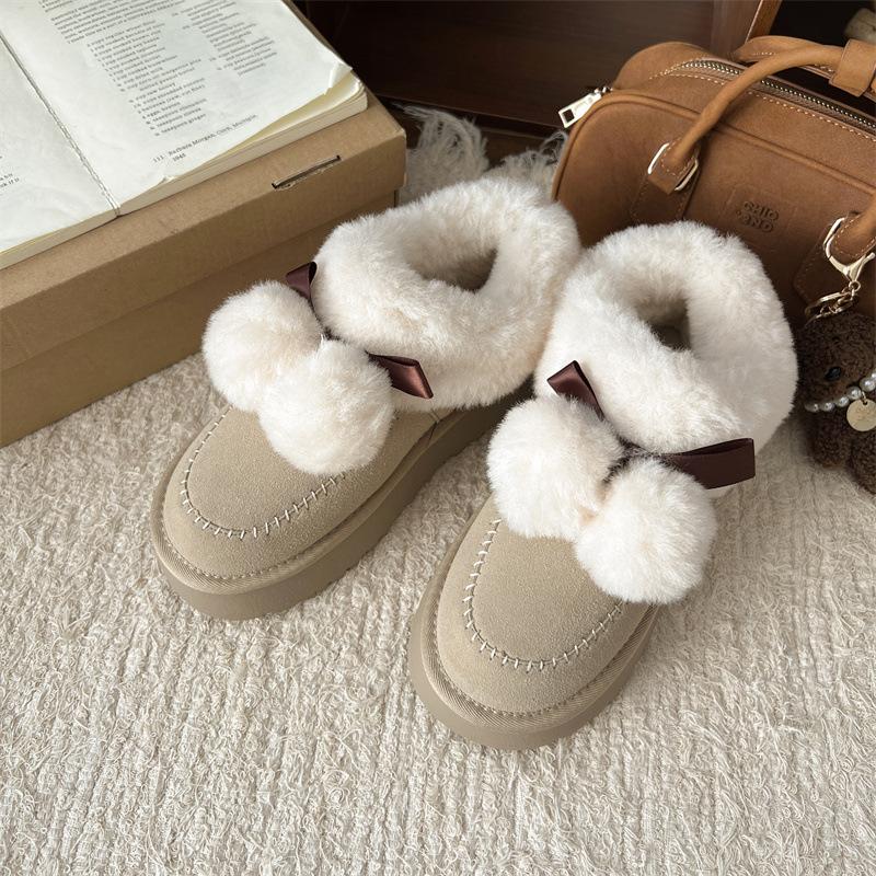Snow Boots Women's 2025 Winter Thick-soled Cute Fluffy Women's Boots Piled Warm Short Boots Cotton Shoes New Soft-soled Short Boots