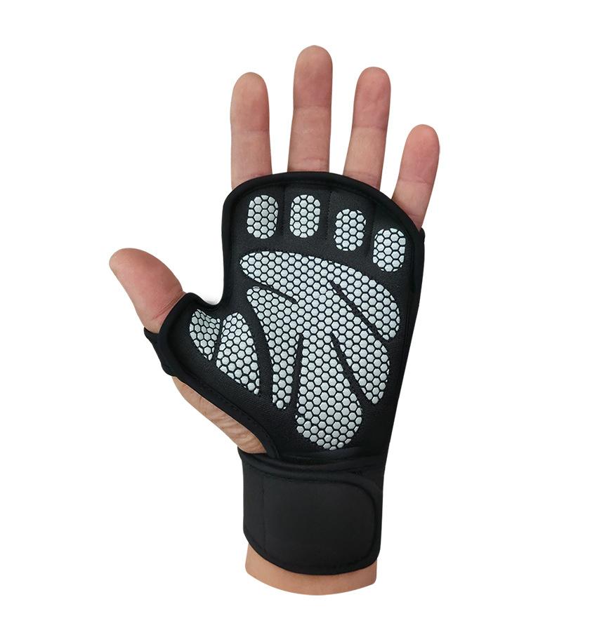 Fitness Weightlifting Gloves, Bodybuilding Dumbbell Training Palm and Wrist Protection, Non-Slip Compressed Half-Finger Gloves S серый