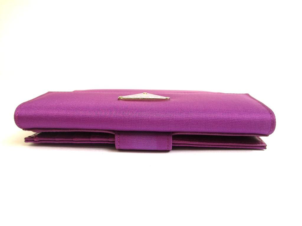 Authentic PRADA Purple Nylon and Leather Bifold Wallet Purse #a744  Refurbished