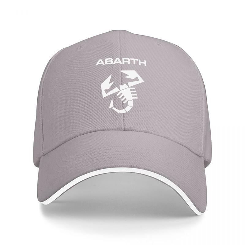 ABARTH SCORPION LOGO BASEBALL CAP BLACK WITH WHITE TRIM SPORTY DESIGN FOR Unisex AND Women FAN ACCESSORY HIGH QUALITY COTTON HAT
