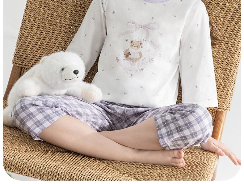 Embraer Lyocell Girls' Air Conditioner Set with Seven Sleeve Sleeve