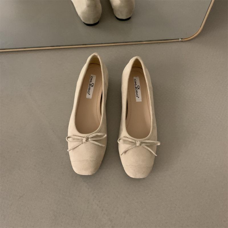 French Gentle Evening Wind Inner Height Increase Single Shoes Women 2025 New Bow Light Mouth Fairy Ballet Shoes Ladyshoes