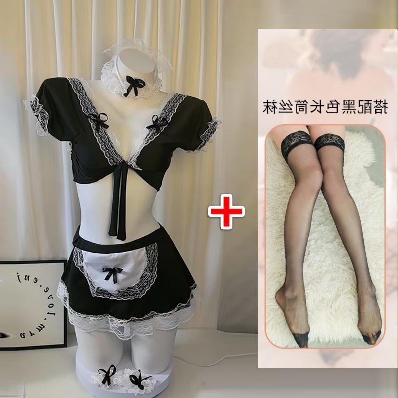 Sexy Christmas Lingerie V-neck Lace Uniform Temptation NY Maid Outfit Suit Maid Average Size