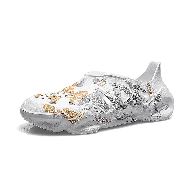 

Обувь Coconut hole, мужские летние дышащие нескользящие износостойкие сандалии Guochao, спортивные, для отдыха, пляжа, классные тапочки для улицы 40 белый